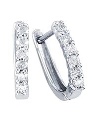 14K Gold 0.5cttw Simple Yet Elegant Prong Set Round Diamond Hoop Earring