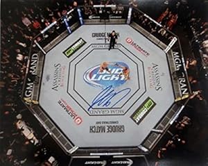 Georges St-Pierre GSP Signed MMA UFC 16x20 Hendricks Octagon Photo SI - Autographed UFC Photos