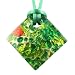 Handmade Murano Glass Jewelry Pendant- Josephine Diamond Shape Green/Gold Style 1