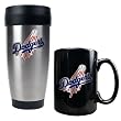Los Angeles Dodgers MLB Stainless Steel Travel Tumbler & Black Ceramic Mug Set - Primary Logo