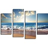 私の家族 ビーチ海 4 本セット組み合わせ絵画プリント キャンバス フレームレス図面家の壁の装飾