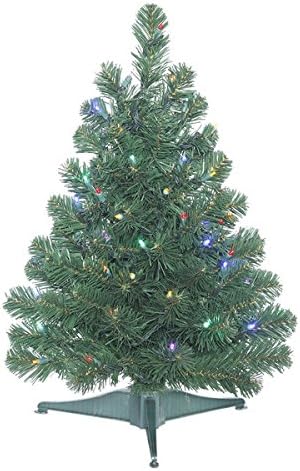 Vickerman Green Plastic 26-inch Oregon Fir Artificial Christmas Tree with 50 Multicolor LED Lights.