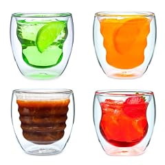 Doppelwandiges Thermoglas CURVA mit Schwebeeffekt. Set 4x 0,24 Ltr. Glas