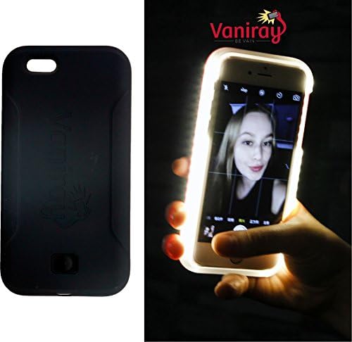 Vaniray Selfie Light iPhone Case. Illuminated case makes low light photos easy. Black Licorice iPhone 6(s)plus