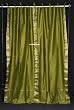 Tie Top Olive Green Silk Sari Drapes, Panels, India Curtains