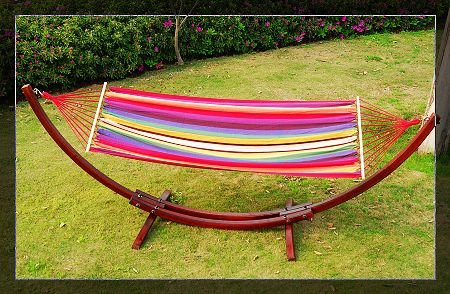 Outsunny Wooden Arc Hammock Stand W/Color Hammock 0119