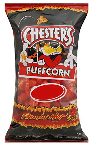 Chester's Flamin' Hot Flavored Puffcorn Snacks, 4.5oz Bags (Pack of 12)