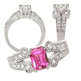 18k Chatham 7x5mm emerald cut pink sapphire color #150 engagement ring with split shank 18k Chatham 7x5mm emerald cut pink sapphire color #150 engagement ring with split shank
