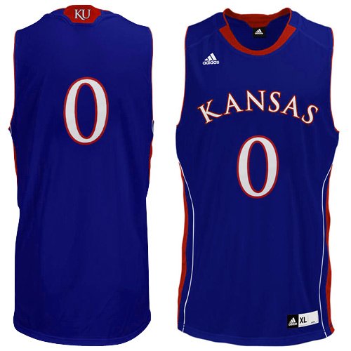 adidas Kansas Jayhawks #0 Replica Basketball Jersey - Royal Blue (Large)
