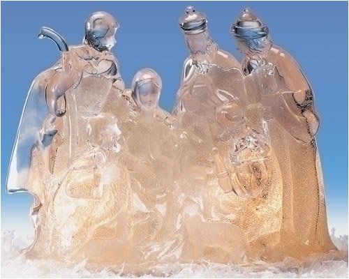 Pack of 2 Icy Crystal Religious Nativity Scene Christmas Night Lights