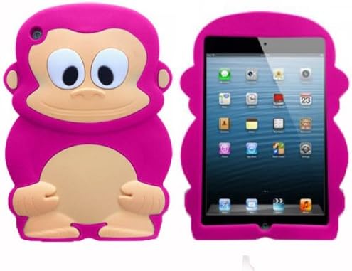 BYG Monkey 3D Sun Wukong Cartoon Soft Shell Case Cover for iPad Mini 7.9 Rose Red + Gift 1pcs Phone Radiation Protection Sticker