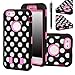iPhone 6S / 6 Case, E LV iPhone 6S / 6 Case - Deluxe Printed Hard Soft High Impact Hybrid Armor Defender Case for Apple iPhone 6S / 6 with 1 Screen Protector, 1 Stylus and 1 Microfiber Digital Cleaner (Polka Dot Hot Pink)