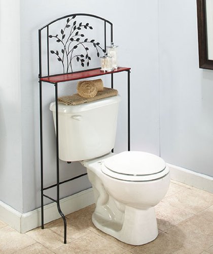 Metal Tree Accented Bathroom Over The Toilet Storage large image