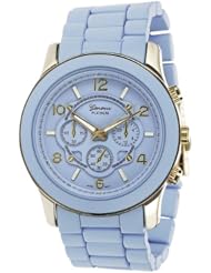 Womens Chronograph Link Watch Color: Light Blue/Gold