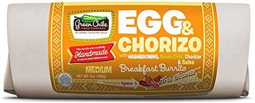 Green Chile Foods Breakfast Egg and Chorizo Butcher Wrap Burrito, 7 Ounce -- 12 per case.