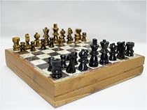 Precious Stone Chess Set with Carved Pieces