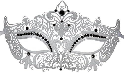 Metal Masquerade Mask for Women - Crown Style Mask with Rhinestones for Mardi Gras, Prom, Halloween, Venetian & Costume Party