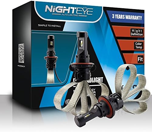 YBELE LED Headlight Bulbs w/ Clear Arc-Beam Kit - H13 9008 60w 8,000Lm 6500K Cool White - 3 Yr Warranty (H13, BLACK)