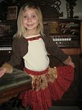 English Toffee, Toddler and Bigger Girl's Top and Skirt Set, Perfect with Leggings! Toffee Brown and Rosy Red with Fur Cuffs!