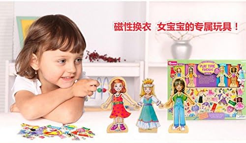 F31 67 Pieces Wooden Magnetic Dress-ups Locker Pretend Play Classic Toys Puzzle Girl Clothing for Kids Birthday Gift 47*35*3cm