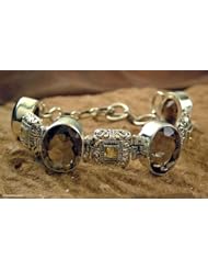 Smoky quartz and citrine pendant bracelet, Imperial - Fair Trade Sterling Silver Smokey Quartz Bracelet