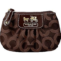 Coach Op Art Madison Skinny Coin Case Bag with Key Chain 41981 Brown