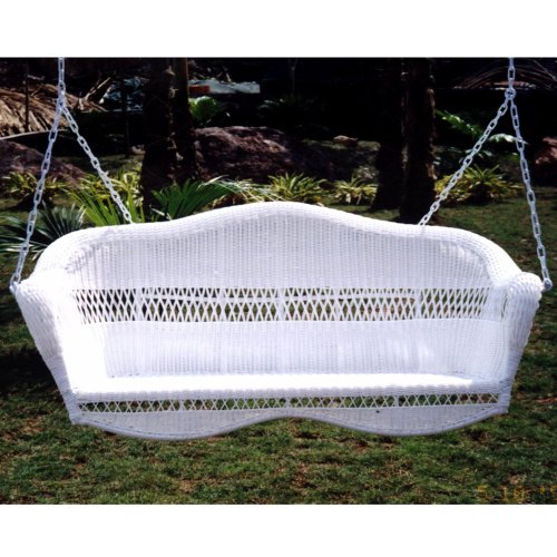 Kaven Sahara Resin Wicker Porch Swing Set White Patio