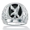 Men's Onyx Sterling Silver Eagle Ring