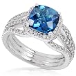3-1/2ct TW London Blue Topaz & Diamond Ring in 14kt Gold - Size 6.5