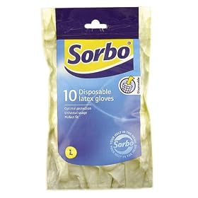 PACK 10 LARGE DISPOSABLE LATEX GLOVES