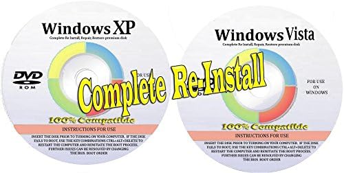TOTAL COMPLETE [2 DISK SET] Re INSTALL Repair Restore WINDOWS XP 32 bit "HOME" and WINDOWS VISTA 32 bit "STARTER, HOME, BUSINESS & ULTIMATE" Premium DVD Disks