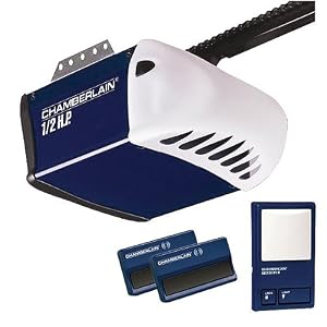 Chamberlain PD212D 1 2 HP Chain Drive Garage Door Opener, 2 Single Button Remotes, Wall... by 