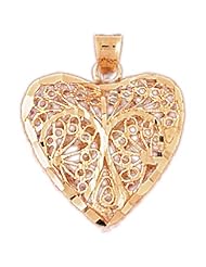 Dazzlers Solid 14k Gold 3D Filigree Heart Charm Pendant Available in three colors from jewelsberry (weights: 3.4 grams only)
