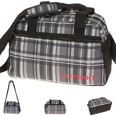 ELEPHANT Sporttasche GREY STROKE 40 cm M MEDIUM Sportstudio Fitness Sport Tasche Schulsporttasche / GRAU KARO