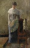High Quality Polyster Canvas ,the Imitations Art DecorativePrints On Canvas Of Oil Painting 'James Ensor - Lady With Fan,1880', 30x48 Inch / 76x122 Cm Is Best For Basement Artwork And Home Gallery Art And Gifts