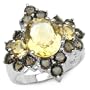 4.75 Carat Genuine Citrine & Smoky Quartz Sterling Silver Ring