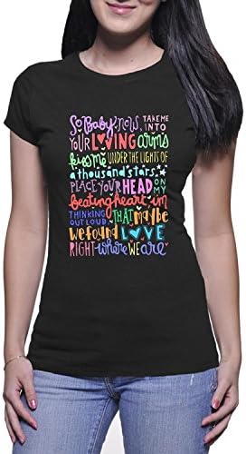Ed Ssheeran Lyric Art Thinking Out Loud Women T shirt Black Medium