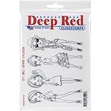 Deep Red Stamps City Girls Summer Vacation Cling Stamp, 4" by 6"