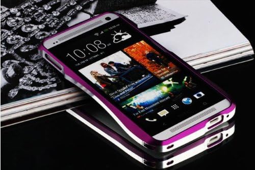 iCake Ultra-thin Dual All Metal Aluminum Case Bumper Frame Cover For HTC ONE M7 + Free iCake Branded Touch Pen (Purple)