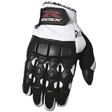 Joe Rocket Fuel Men's Suzuki Leather Sports Bike Racing Motorcycle Gloves - Color: White/Black, Size: Large