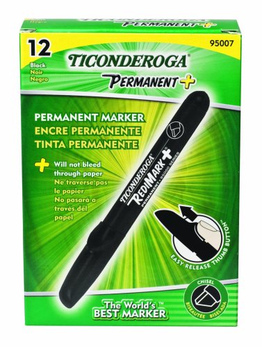 Dixon REDIMARK Redimark Permanent Marker, Chisel Point, Black Ink 12 per pack (95007)