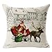 Gillberry Christmas Linen Square Throw Flax Pillow Case Decorative Cushion Pillow Cover (Beige B)