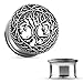 Tree of Life Face 316L Surgical Steel Ear Plugs, Double Flare Tunnel Ear Guages - Sold as Pair