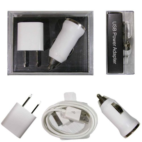 Essential 3 piece, Travel kit, 4 In 1 Function home, Car and USB Charger,Data Cable Set In One Compact Case For IPhone 4G, 3G, 3Gs, 2G, IPod, IPod II, IPod III, IPod Touch, IPod Nano + Special Design Lanyard