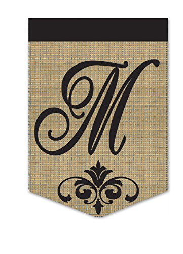 Magnolia "Monogram "M" Burlap" Garden Flag, 13" x 18"