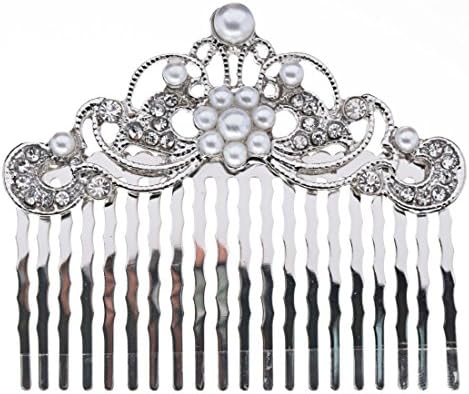 Crystalbella Fashion Bridal Wedding Jewelry Crystal Rhinestone Pearl Beautiful Vintage Hair Comb Pin