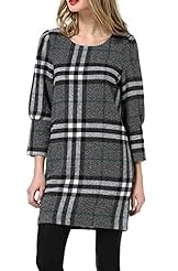 Wool Belted Plaid Print Sheath Bodycon Dress 