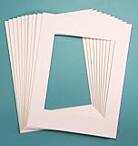 Pack of 10 WHITE 11x14 Picture Mats Matting with White Core Bevel Cut for 8x10 Pictures