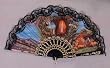 Religious Fan - Our Lady of Lourdes - Black - 19in. - Folding - Hand Made - Imported from Spain