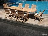 New 11 Pc Teak Dining Set - 117 Rectangle Table And 10 Reclining Arm Chairs